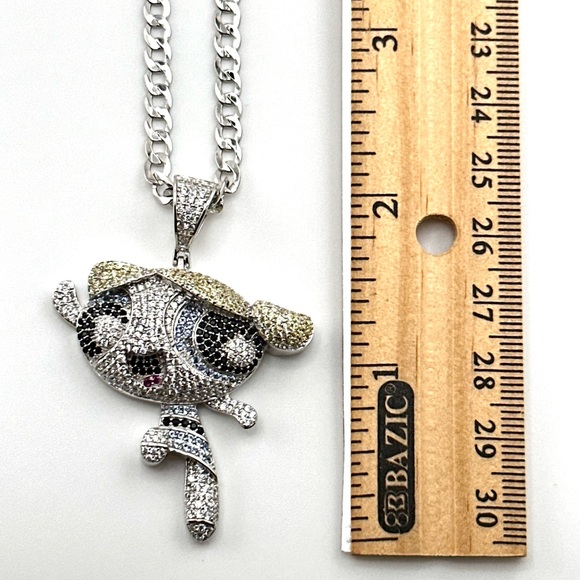 925 Solid Sterling Silver 3D Round Cut PowerPuff Girls Link Chain Necklace - Picture 4 of 10